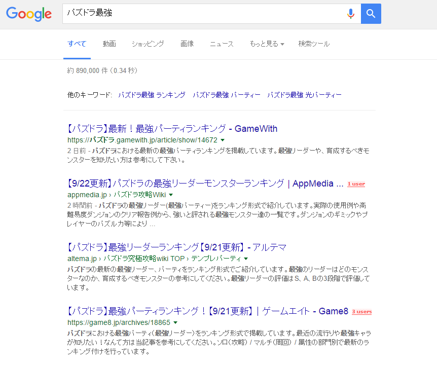 Googleにおける更新日表記