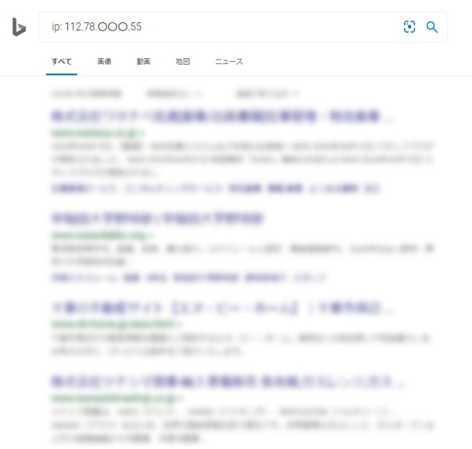 Bing IP検索結果画面